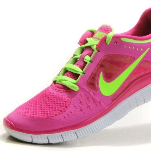NIKE Free Run+ 3 Fireberry Pink Volt Green 510643-601 9.5 US 41 EUR NEW - Picture 1 of 3